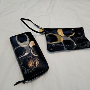 Coach Patent Leather Large Wristlet w/Matching Wallet